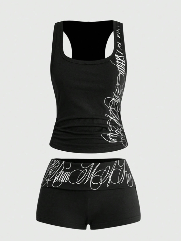 Suspender Tank Top - Conjunto de Dos Piezas de Verano